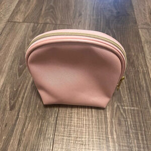 Macy's pink Shimmer cosmetic makeup beauty bag gold zipper New